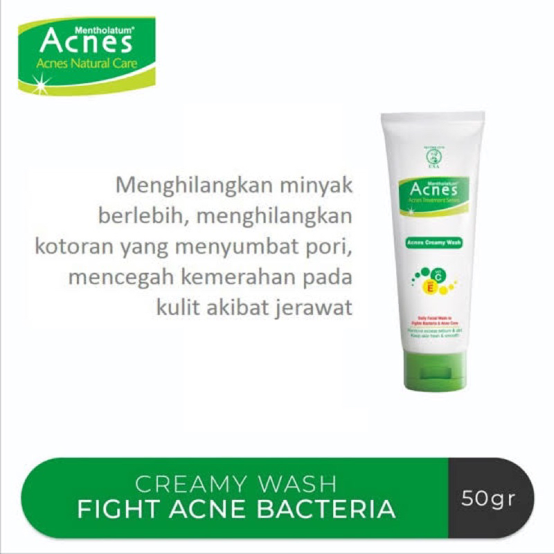 Acnes Creamy Wash 50gr - sabun cuci muka travel size