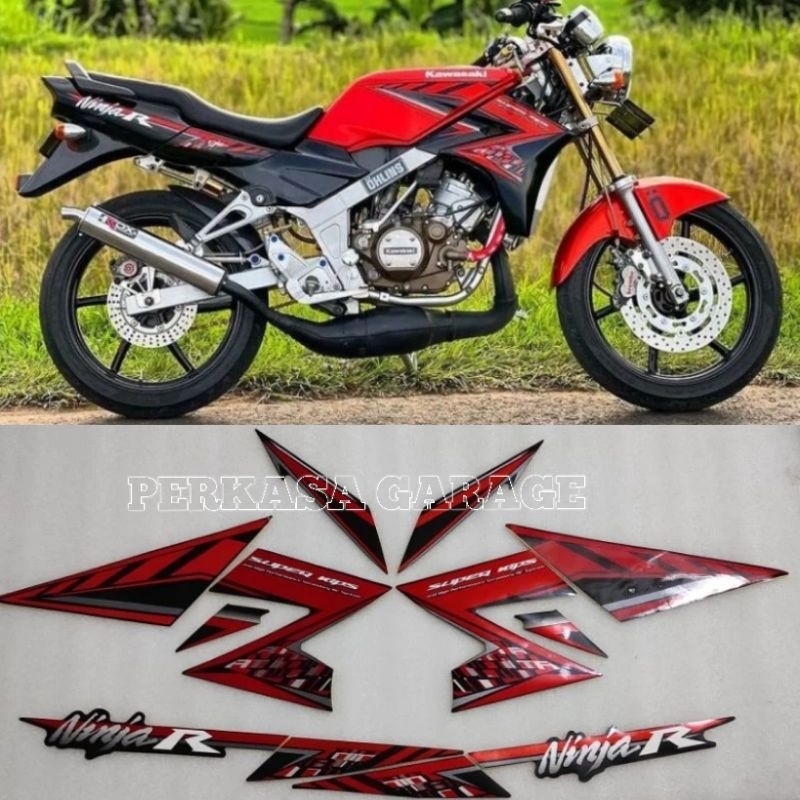 stiker Striping NINJA R 2014 warna oranye/merah (METALIK)