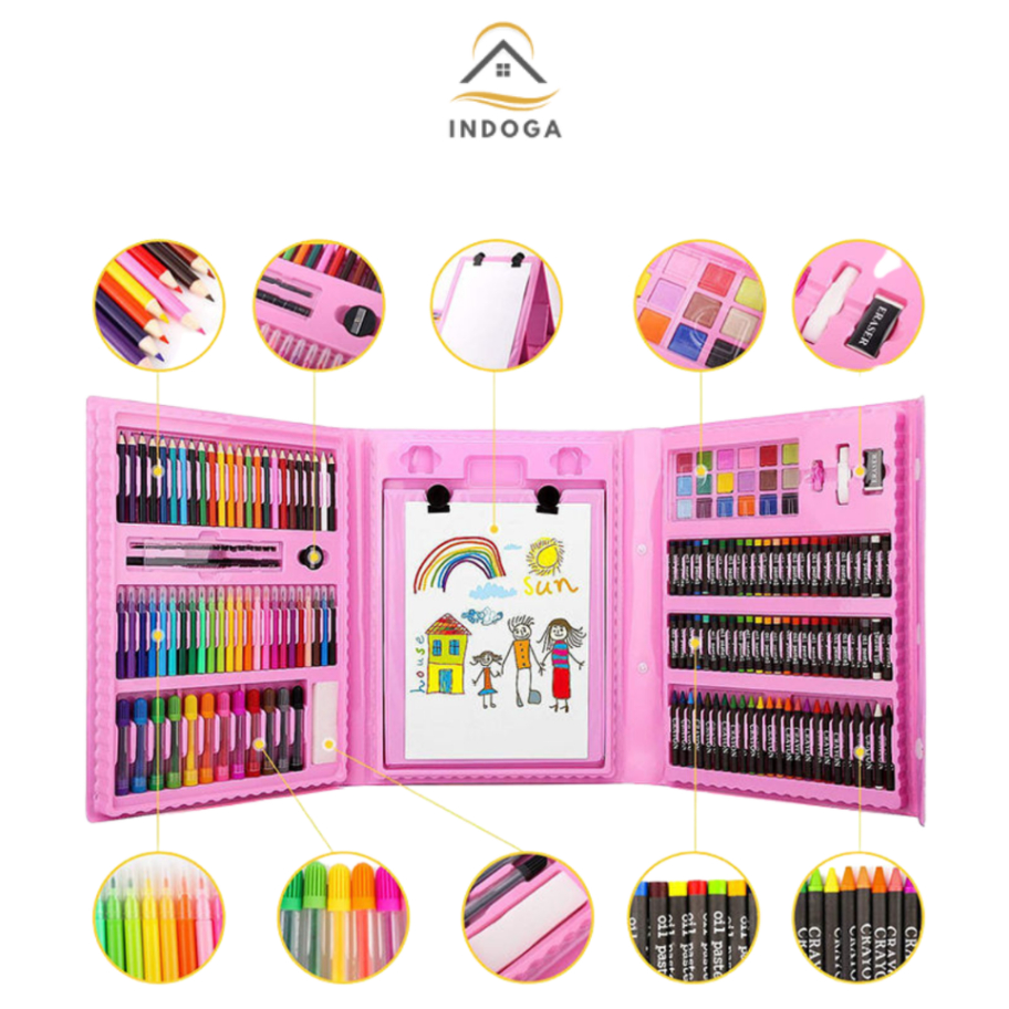

Diskon [ Indoga ] Crayon Anak Pengasah 208pcs Set Alat Menggambar Melukis Anak-anak Crayon Cat Air Pensil Murah Banget