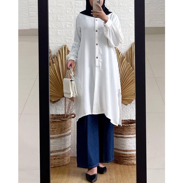 Tunik Wanita Panjang Lengan Balon Polos Khasibo PremiumCollection By Galery Fashion