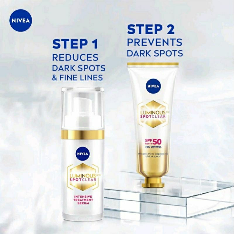 NIVEA Luminous 630 Spotclear Serum dan Sunscreen SPF50 PA+++ Oil Control