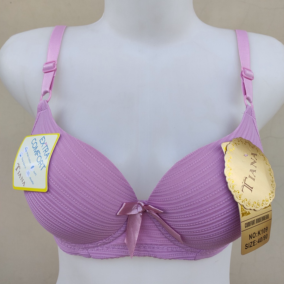TERPERCAYA BH Tiana Salur K109 Uk 34-40 Cup A Kawat Busa Sedang Kait 2