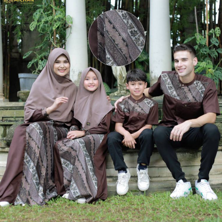 Top Rating ⏸ Baju Seragam Keluarga Baju Batik Seragam Keluarga Warna Cokelat Sarimbit Hilya Michan 2