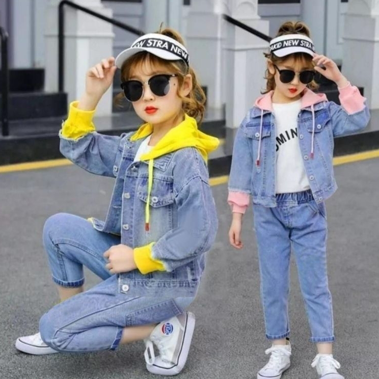 Super Promo JAKET JEANS ANAK/JAKET JEANS HOODIE ANAK USIA 2-14 TH