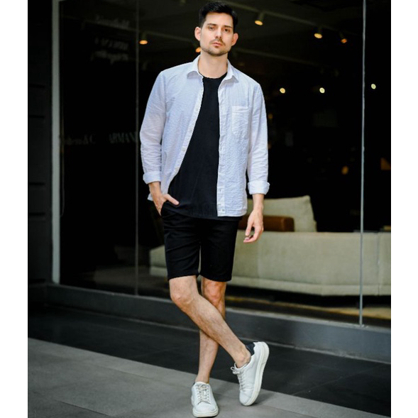 Bayar Di Tempat LOD.DENIM X CASTE - Celana Pendek Hitam Chinos Pria - BLACK ➙➼✦❃