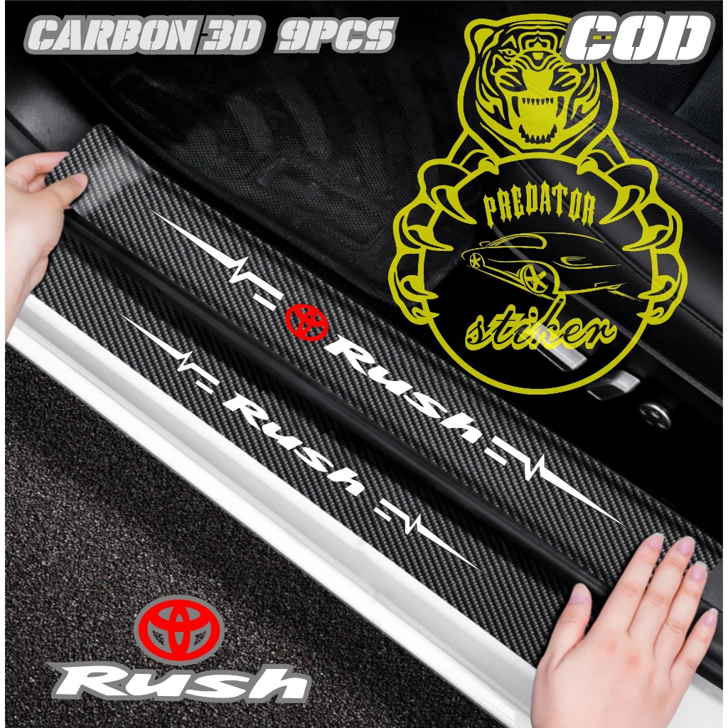 Sticker Pelindung Sill Plate Stiker Mobil 3D Carbon Fiber Untuk mobil toyota rush stiker carbon 3d