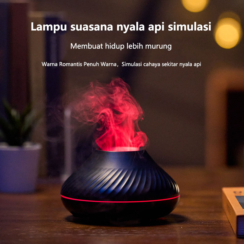 Pewangi udara pembuat uap berapi berukuran kecil, lampu suasana api simulasi berwarna-warni, pengharum udara, dan dapat diisi ulang melalui USB.