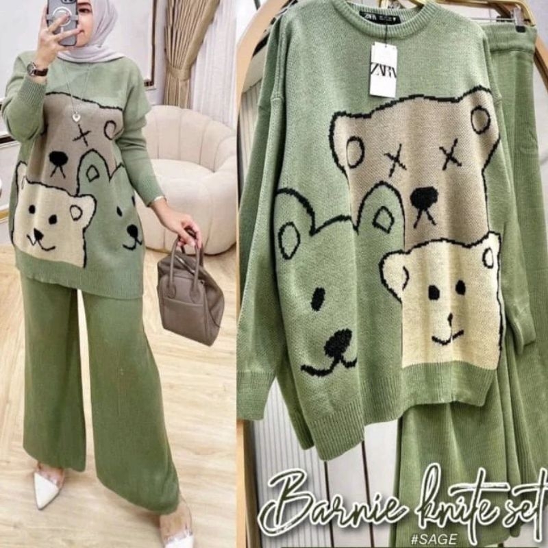 SETCEL BARNIE SET RAJUT IMPORT SETELAN WANITA KNITE PREMIUM