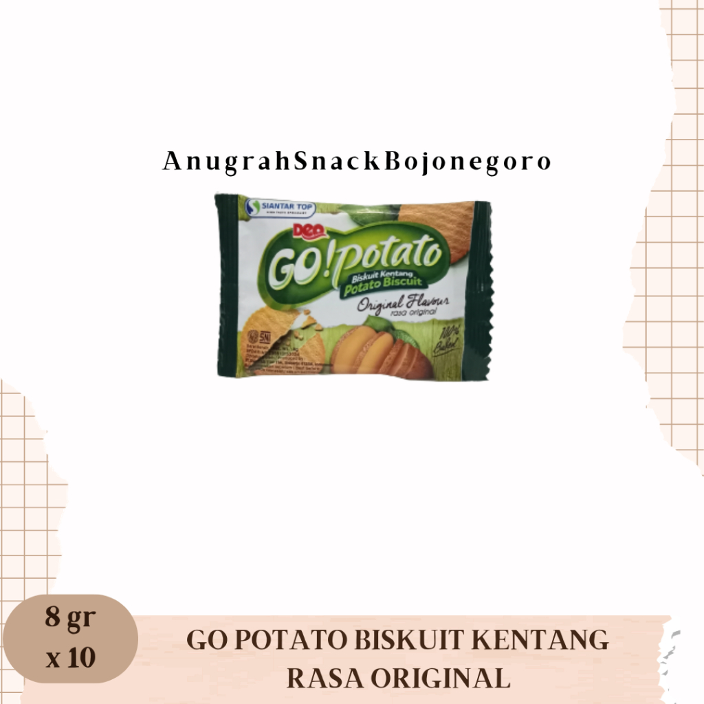 

Deo Go Potato Biskuit Kentang Rasa Original Renceng 8gr x 10