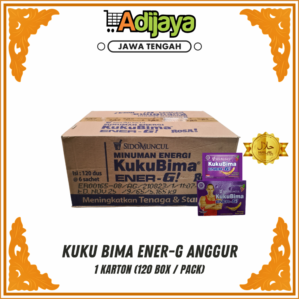 

Kuku Bima Ener-G Anggur 1 Karton isi 120 box / pack @4.5g