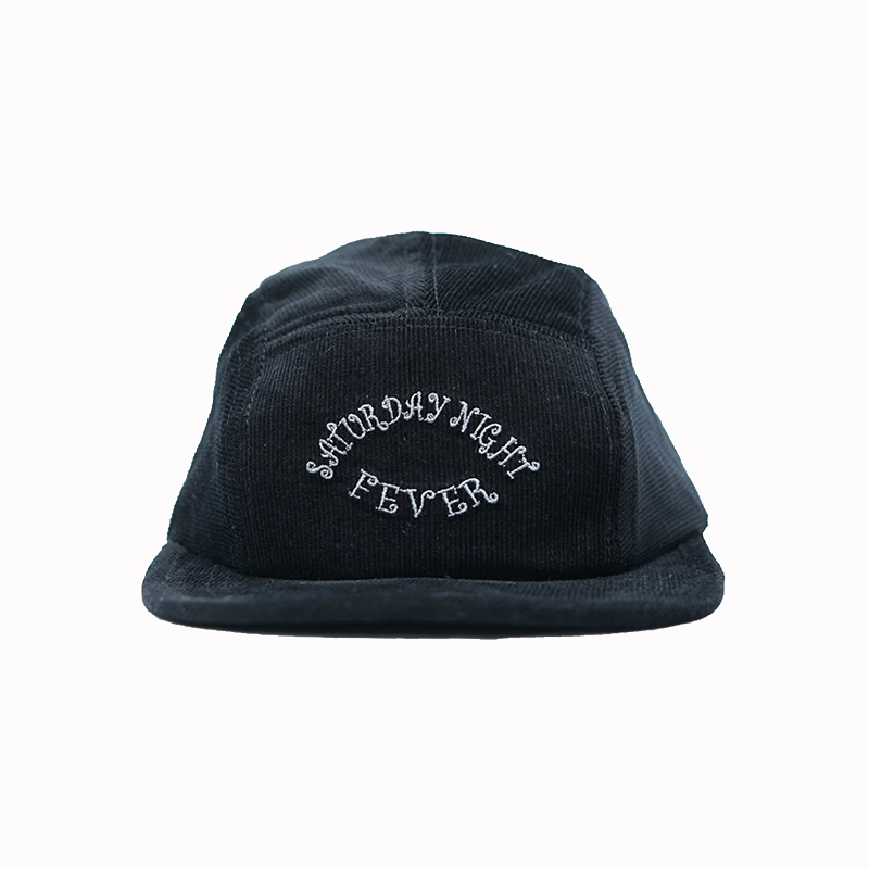 Arenji Topi Snapback 5 Panel Corduroy Black I Visor Pendek