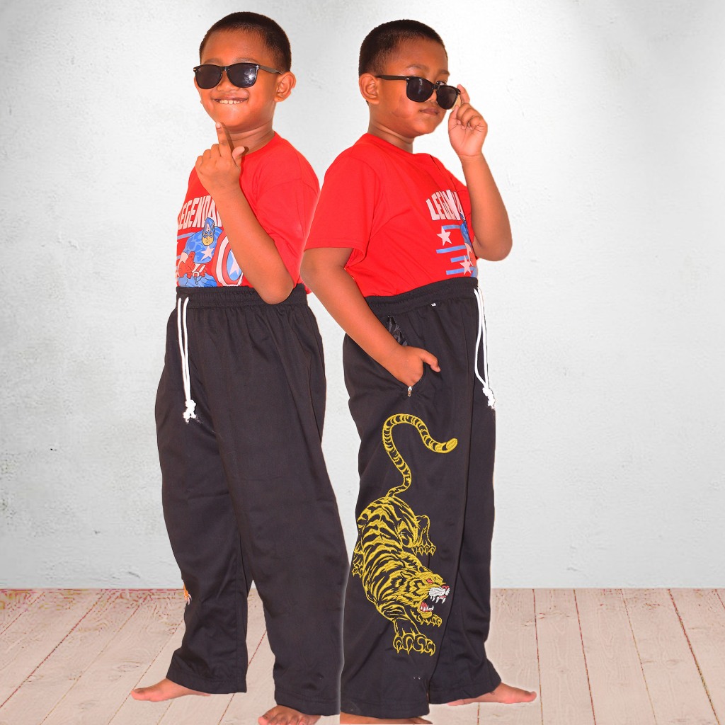 Celana Komprang Anak Pangsi Silat Beladiri Bordir katun drill 3 4 5 6 7 8 9 10 11 12 13 14 tahun
