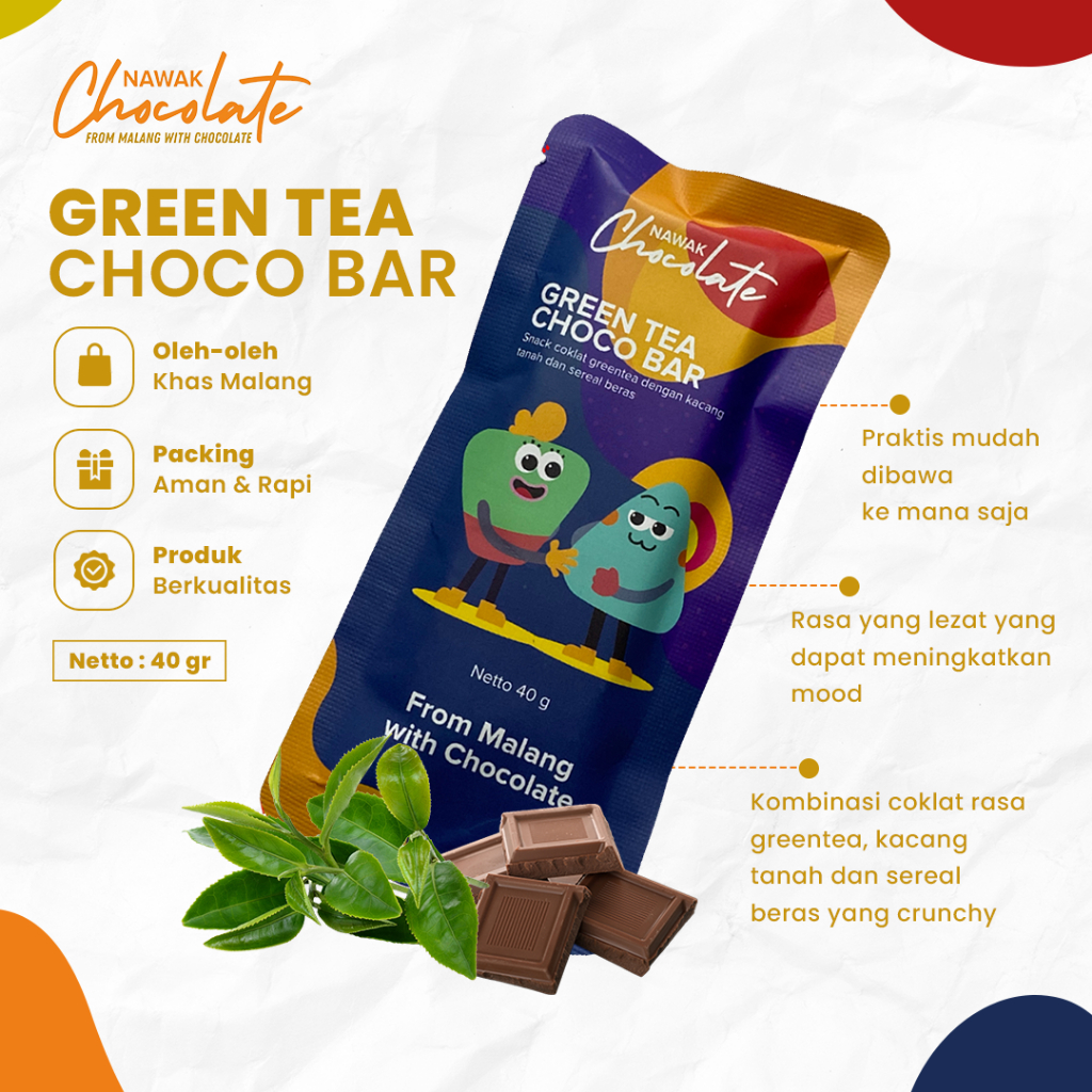 Coklat Nawak Rasa Greentea Isi 1 Pcs Chocolate Bar Snack Cokelat Batangan Oleh Oleh Khas Malang