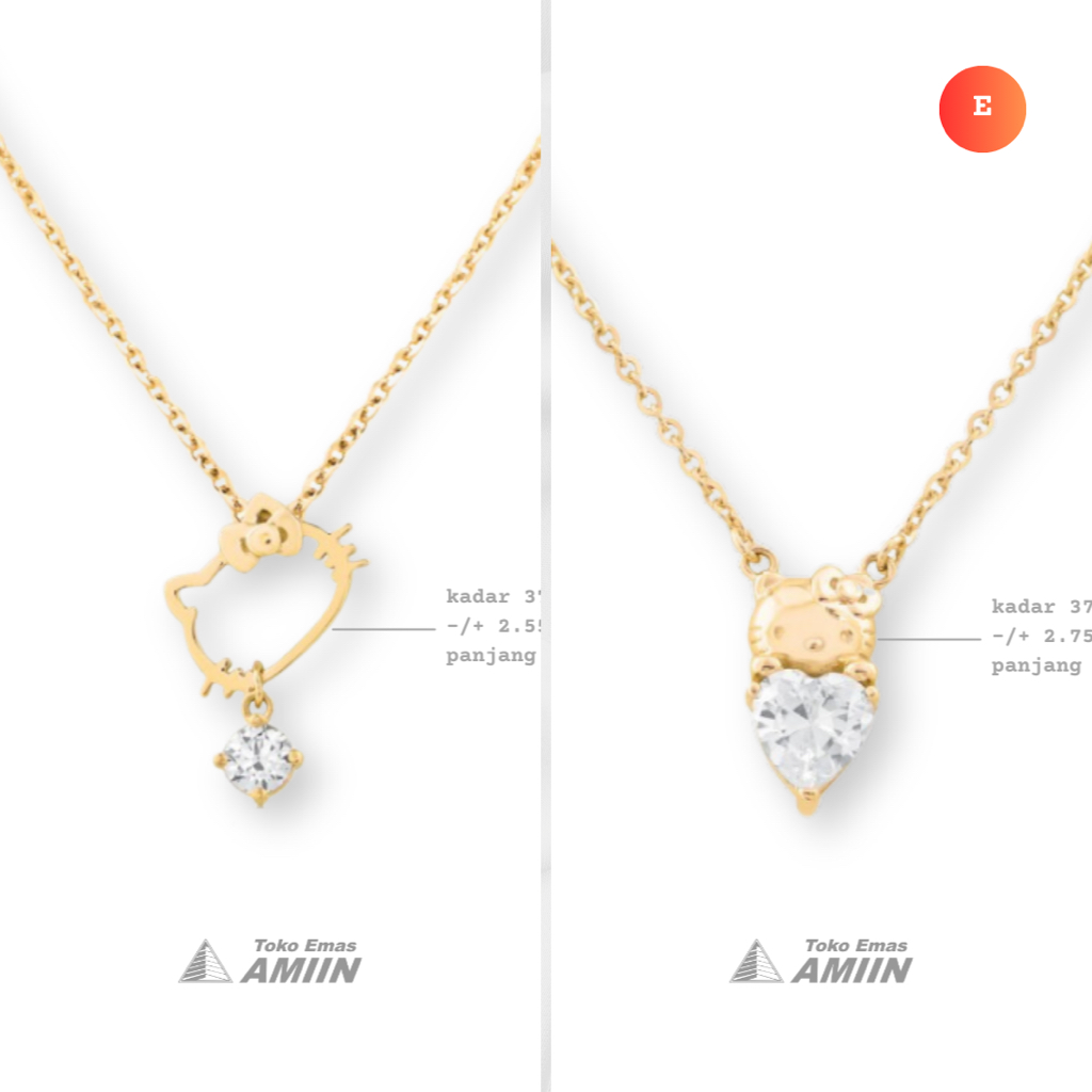Toko Emas Amiin Kalung Emas Asli UBS Kadar 375 (37,5% / 8K) 2 Gram - Sanrio Hello Kitty Permata
