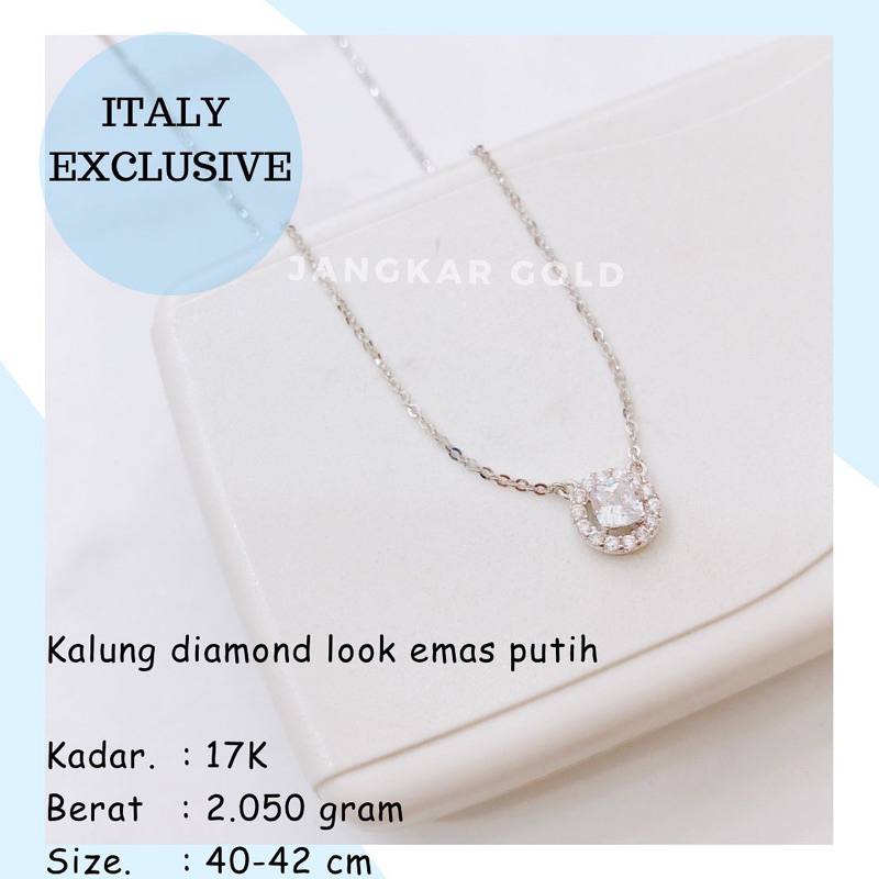 KALUNG DIAMOND LOOK EMAS PUTIH 17K 2.050GR SOLITER SOLITAIRE