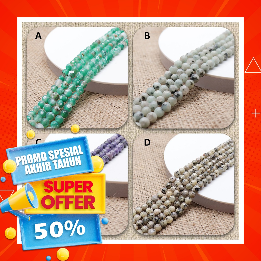 Promo manik manik gelang 6mm / batu agate / batu agate manik manik 6mm / Bahan Gelang Manik Manik Ba