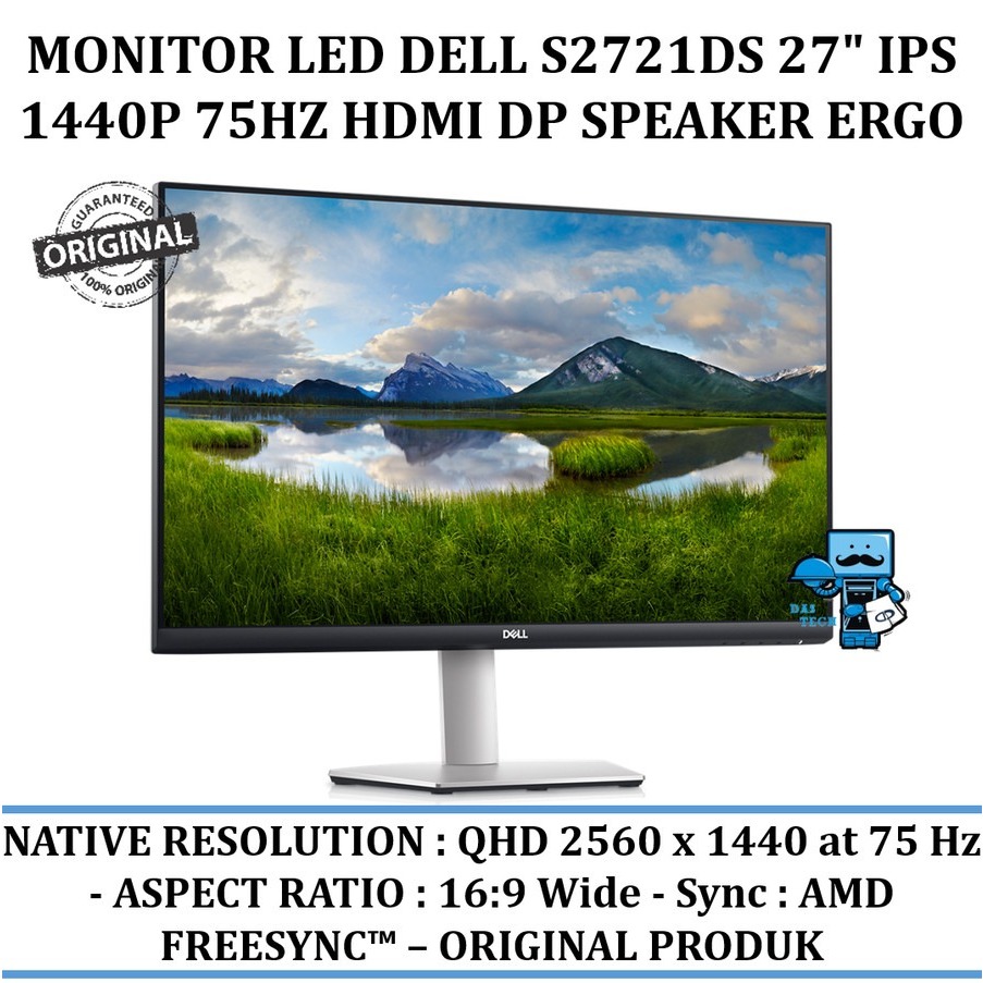 Dell S2721DS Monitor 27 Inch IPS QHD 2560x1440 75Hz FreeSync