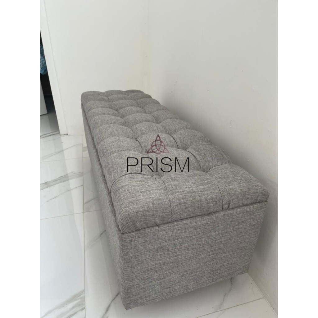 Sofa bench panjang kursi kain minimalis grey storage bangku