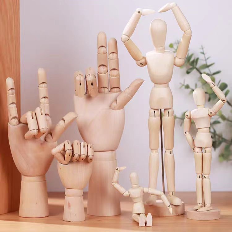 Manekin Kayu Manekin Tangan Pajangan Action Figure Hiasan Meja Patung Manekin Sketsa