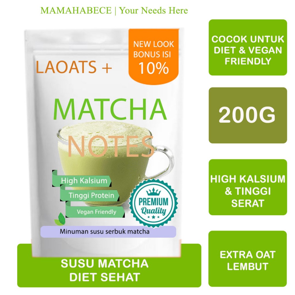 

Bubuk minuman premium pelangsing badan penurun berat badan susu low fat rendah lemak matcha powder bubuk matcha Laoats (200G)