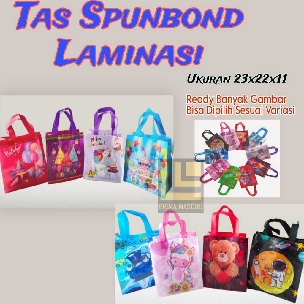 

( 12 pcs ) Goodie Bag Tas Karakter, Tas Spunbond,TAS ULANG TAHUN ANAK