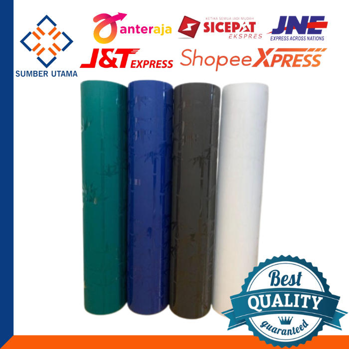 Penutup pagar / Fiber Pagar motif BAMBU biru hijau putih cokelat Tinggi 1m Tebal 0.6mm