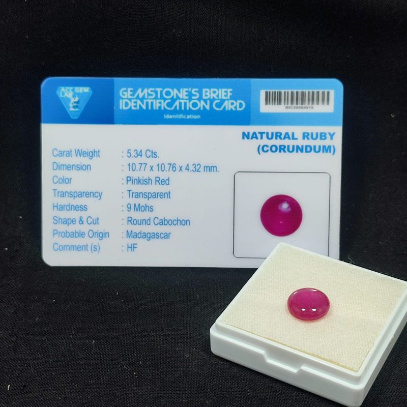 BATU PERMATA RUBY LOSTUNE ASLI NATURAL ORIGIN MADAGASKAR BERSERTIFIKAT LAB