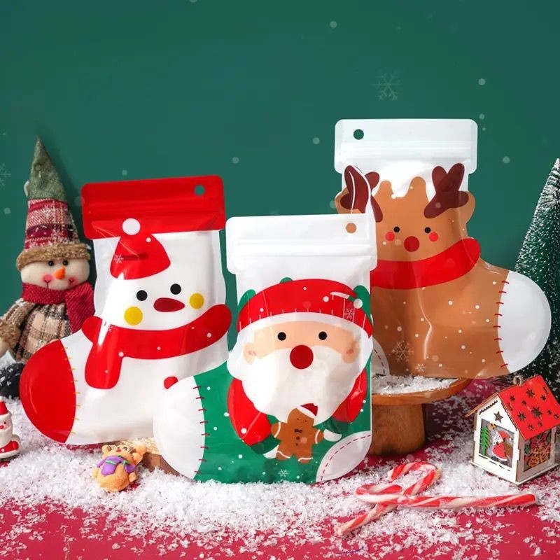 

Ziplock goodie bag candy snack souvenir christmas socks kantong natal