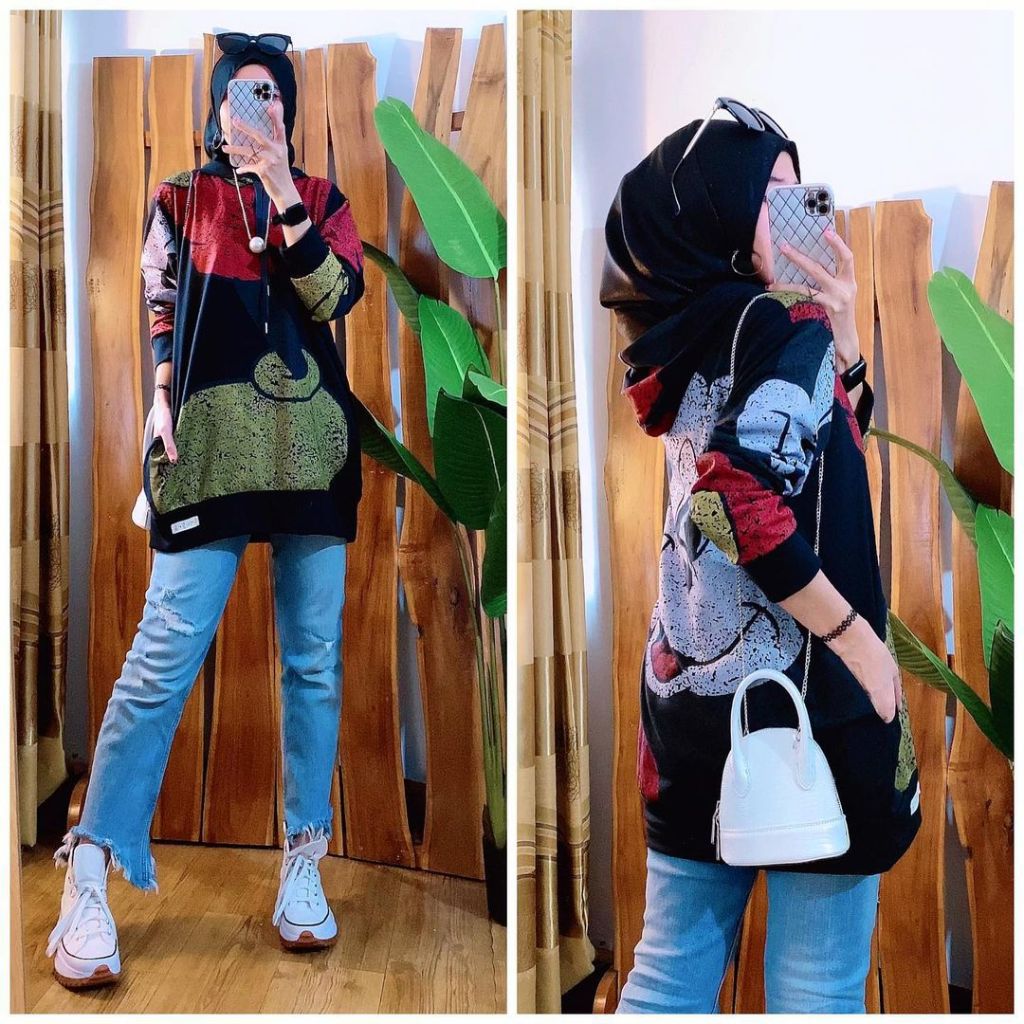 SWEATER WANITA HOODIE MICKEY MOUSE TOP OVERSIZE SUJU KAOS LENGAN  PANJANG MM BIG BABYTERRY PREMIUM