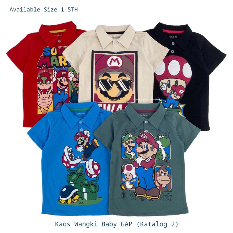 BABY GAP ATASAN BAJU KAOS BERKERAH ANAK LAKI LAKI 1-5 TAHUN
