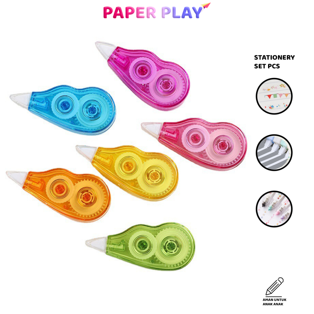 

PAPERPLAY Tape 6 in 1 / Penghapus Tip Ex Kertas 6in1 / Pita Koreksi Tip-eX Roll Correction Tidak Mudah Terputus STY14