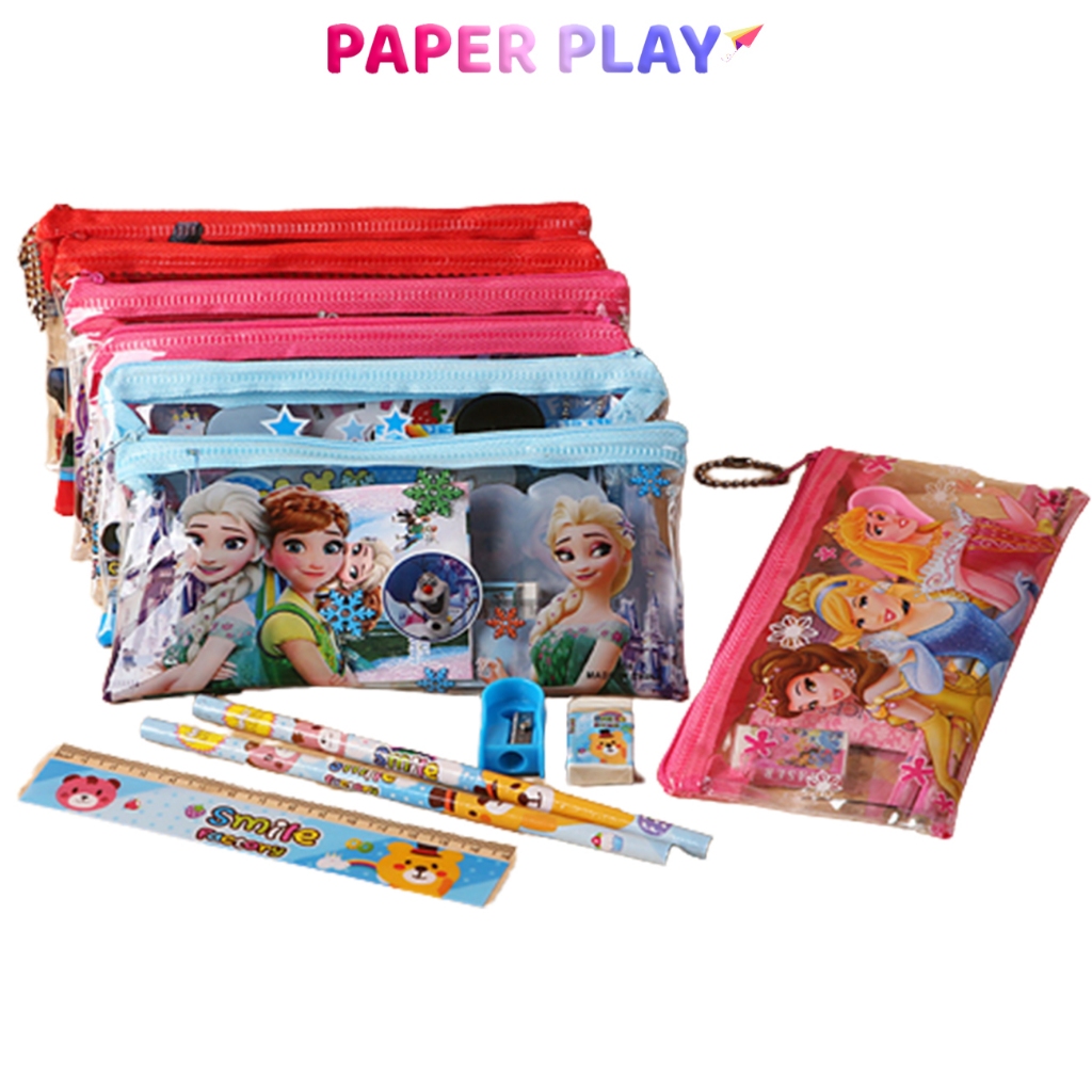 

PAPERPLAY Set Kotak Pensil Karakter Anak Motif Sekolahan Paket Pensil Pulpen Set Stationary STY06