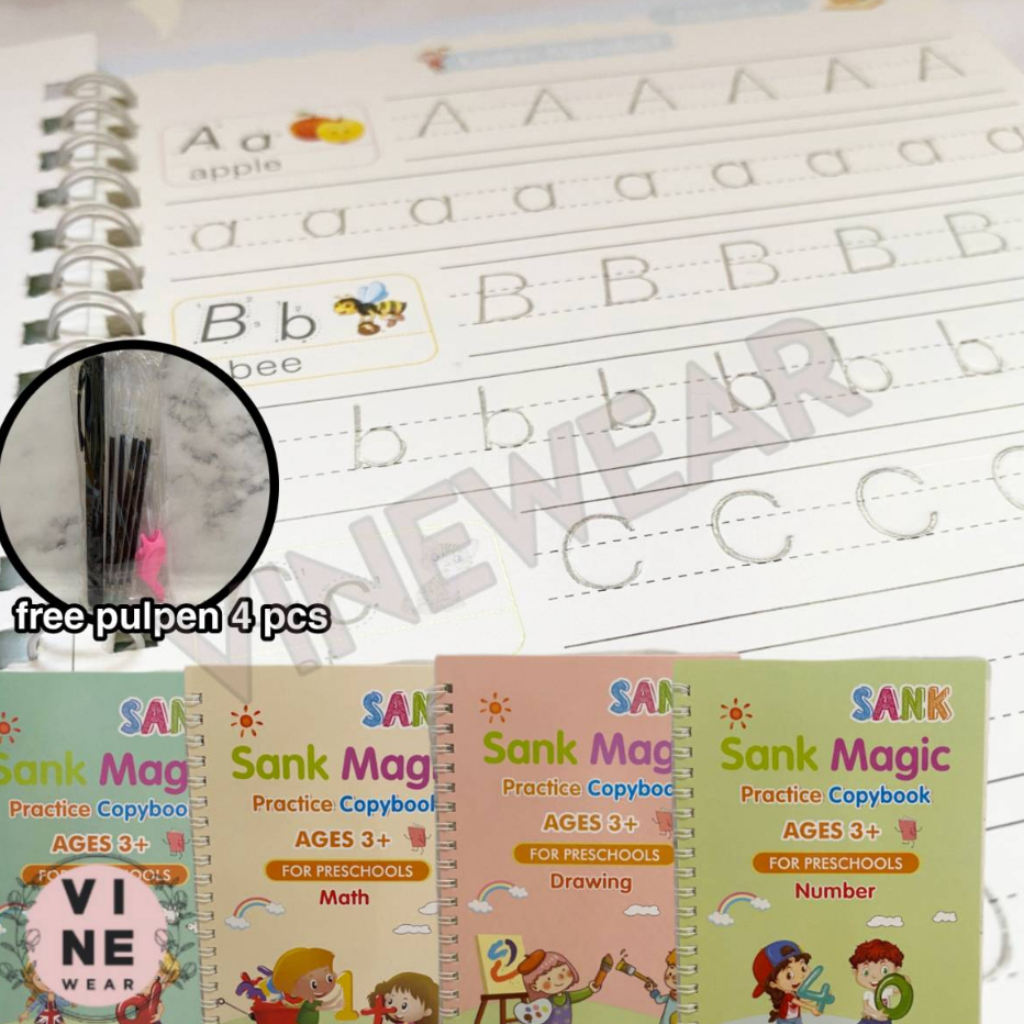 

➨➤✹✴ SANK Magic Practice Book /Buku Ajaib Belajar Menulis dan Menggambar Anak 1 SET ISI 4 BUKU Ready