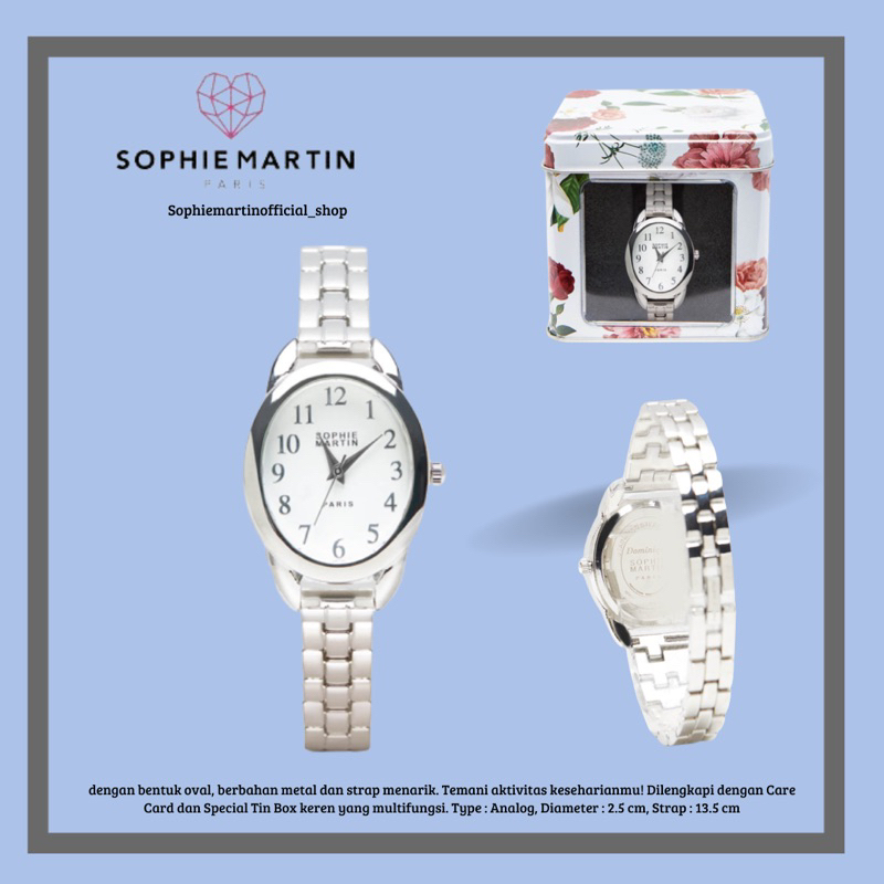 JAM TANGAN PROMO SILVER SOPHIE MARTIN DIAMTER KECIL JAM CEWEK JAM WANITA DOMIQUE SHOPIE PARIS SOPHIE