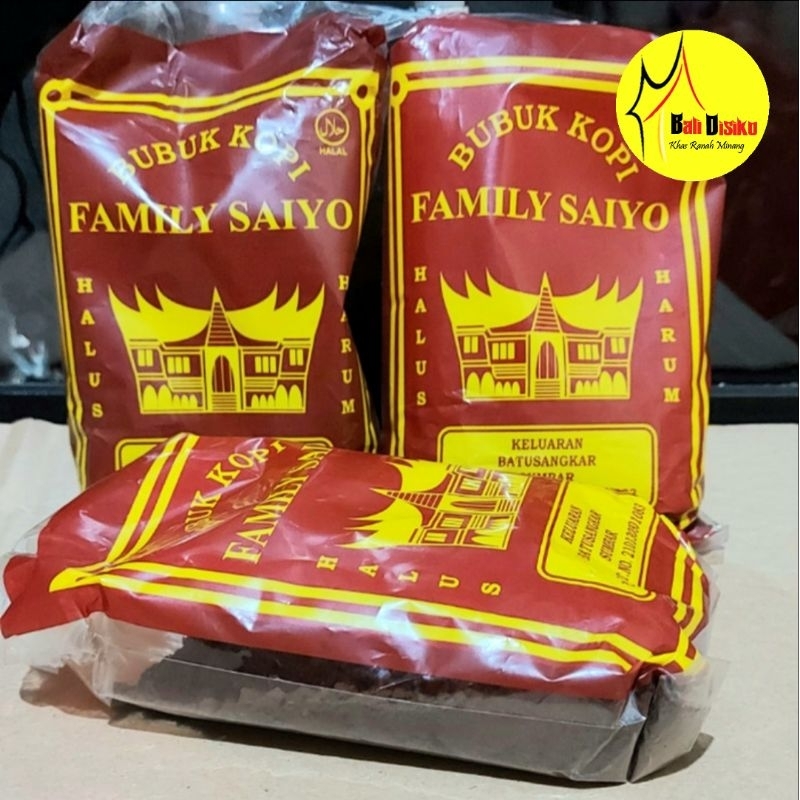 

BUBUK KOPI FAMILY SAIYO 1PACK ISI 5 ASLI BATUSANGKAR-SUMATERA BARAT 90 GRAM