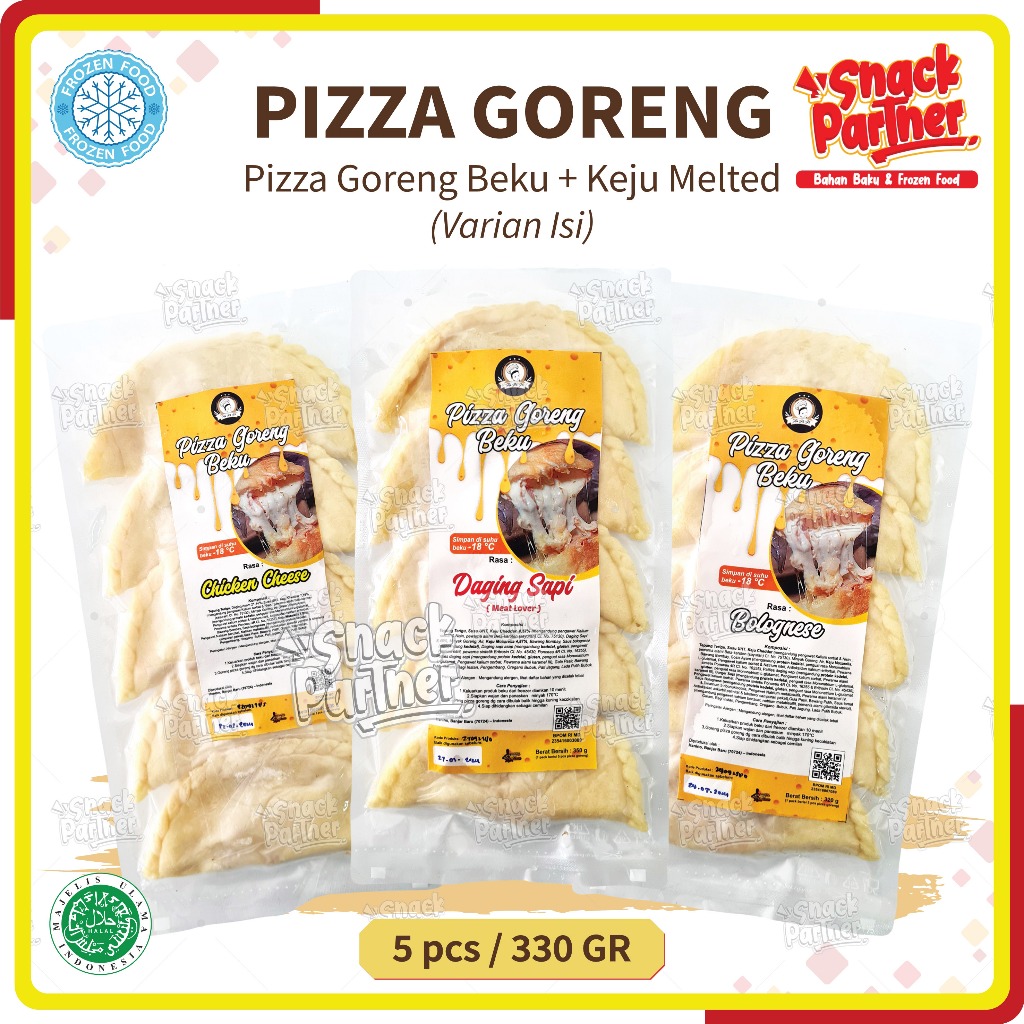 

PIZZA GORENG BEKU 5 PCS /330 GR - HOMEMADE BANJARBARU - FROZEN FOOD Piza Keju Lumer Melted Chicken Cheese Ayam Daging Sapi Meat Lover Bolognese - Instant Siap Cepat Saji HANINO