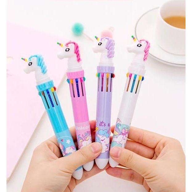 

( Wrsr27 ) PULPEN PENA UNICORN 10 WARNA WARNI KARAKTER KEPALA UNICORN CANTIK ALAT TULIS SEKOLAH TERBARU