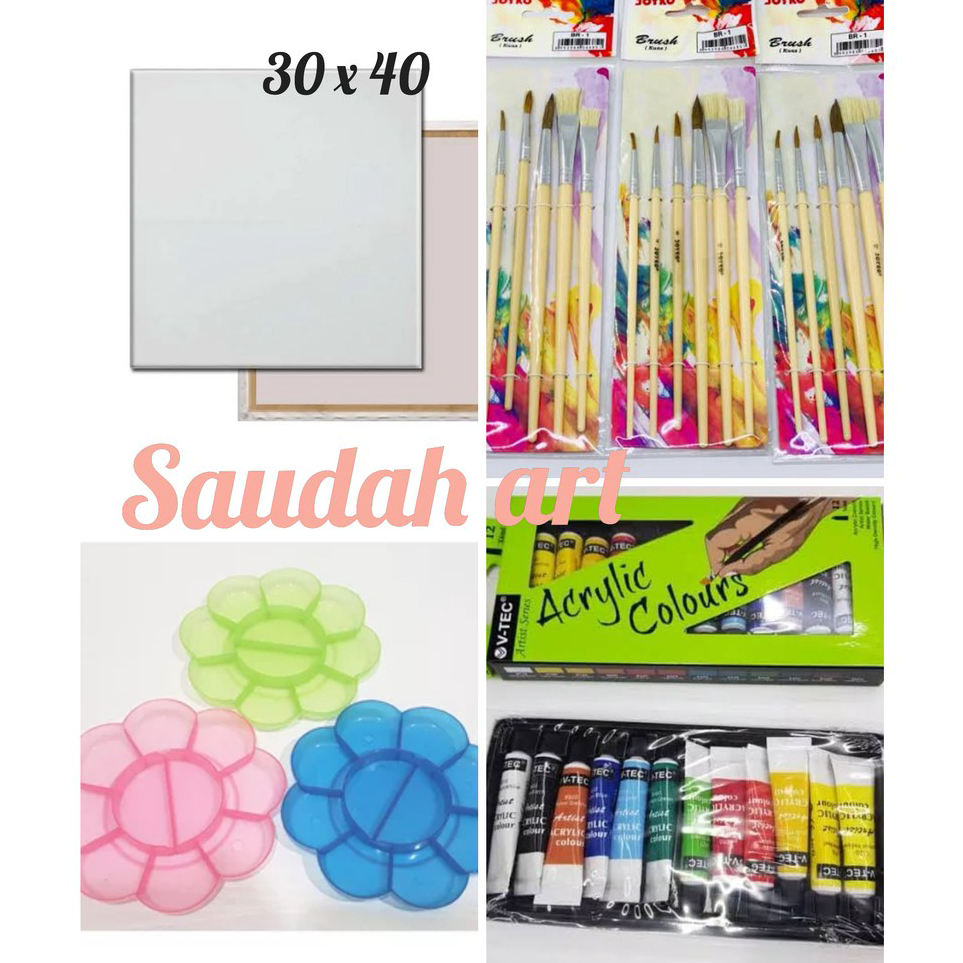 

Terupdate Paket Kanvas Lukis (kanvas 30x40,kuas,palet,cat akrilik)