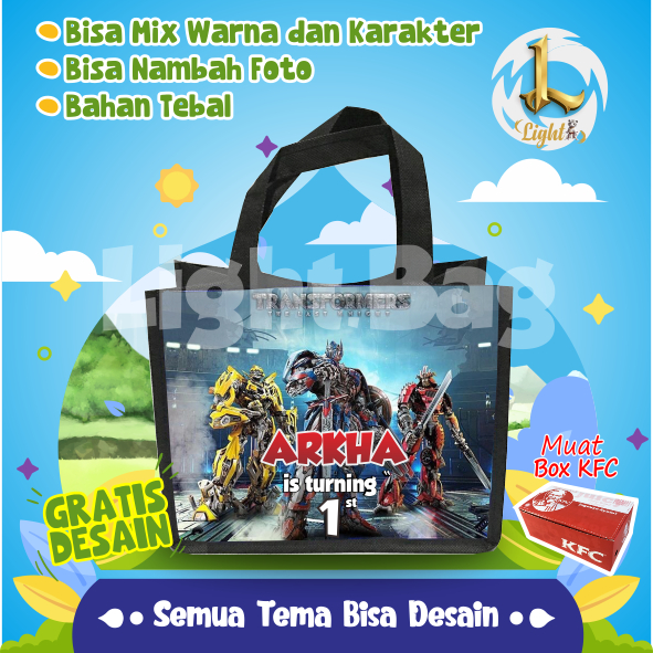 

TAS SOUVENIR ULTAH TRANSFORMERS CUSTOM / TAS SOUVENIR PREMIUM / GRATIS DESAIN / BONUS FOTO ANAK / GOODIE BAG CUTE TRANSFORMERS / TAS ULANG TAHUN TRANSFORMERS / TAS ULTAH CUSTOM / TAS SOUVENIR 2 HARI JADI / TAS ULTAH / TAS ULANG TAHUN / BISA TAMBAH FOTO AN
