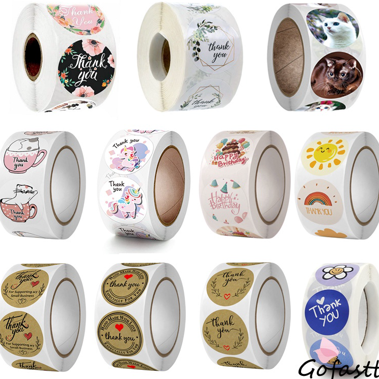 

➵➭✬ 500 pcs / 1 roll stiker terima kasih / stiker thank you / aksesoris / label / Ulang Tahun / stiker G