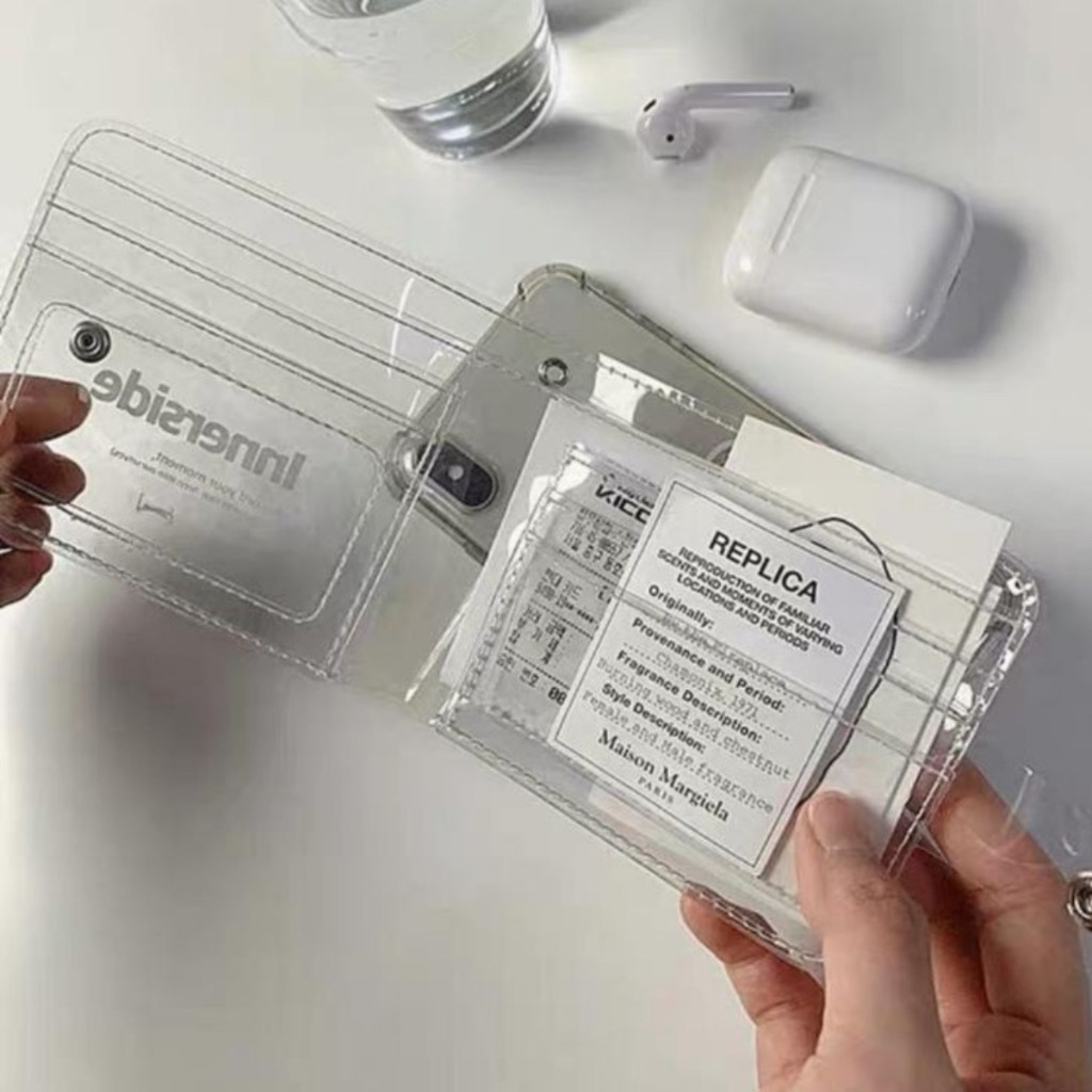 DOMPET MINI LIPAT TRANSPARAN DOMPET KOIN DOMPET KARTU DOMPET ANTI AIR STYLE KOREA PVC TRANSPARAN