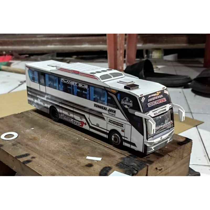 Miniatur bus kids panda TJ /  bus viral / papercraft / bus mainan koleksi