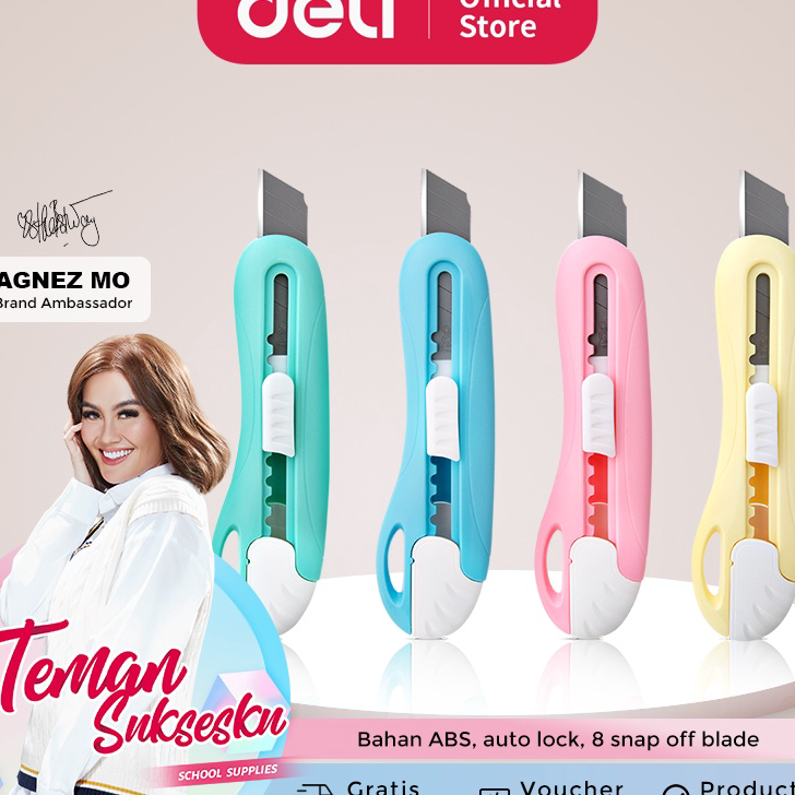 

Model Terkini Deli Cutter Sekolah, Design untuk Anak-anak, Bahan ABS, Silet 55mm Dengan Gantungan 2024