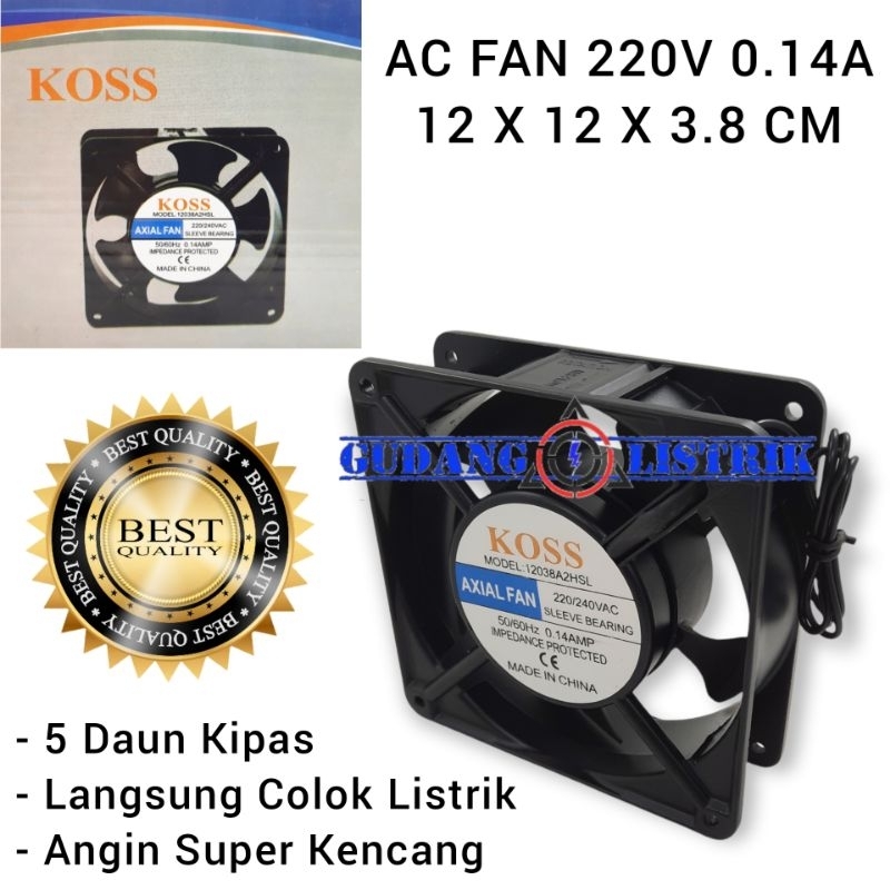 12038A2HSL Kipas Angin Listrik AC 220V 12cm 0.14A KOSS Cooling Cooler AC Fan