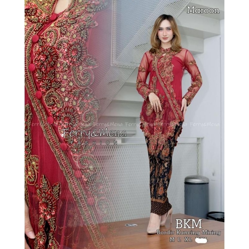 Set Kebaya Payet Kancing Depan Miring Depan/ Stelan Kebaya Modern Wisuda/Set Kebaya Wanita/Kebaya Pa