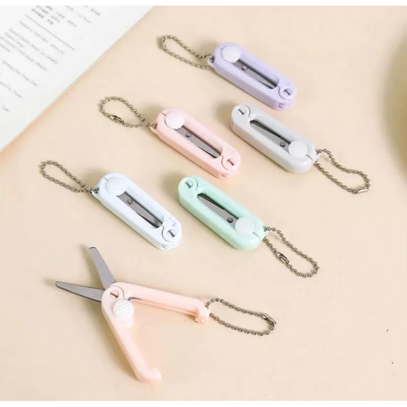 

Gunting Lipat mini Portable tarik Stainless Steel Retractable Mini Folding Scissors Pemotong Kertas Paper Cutter lucu