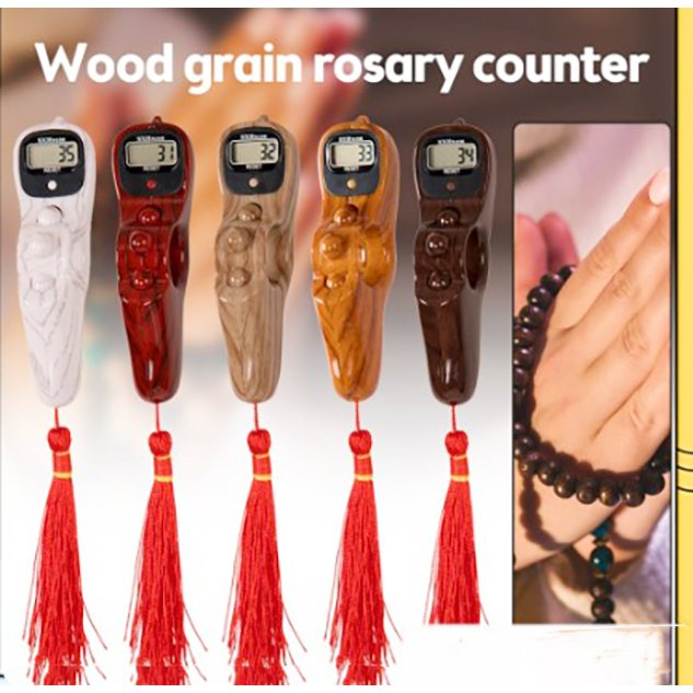 Tasbih Digital LED Roling Alarm Bunyi Beep 100 Motif Marmer Dan Kayu Tasbih Digital LED Jari Berputa