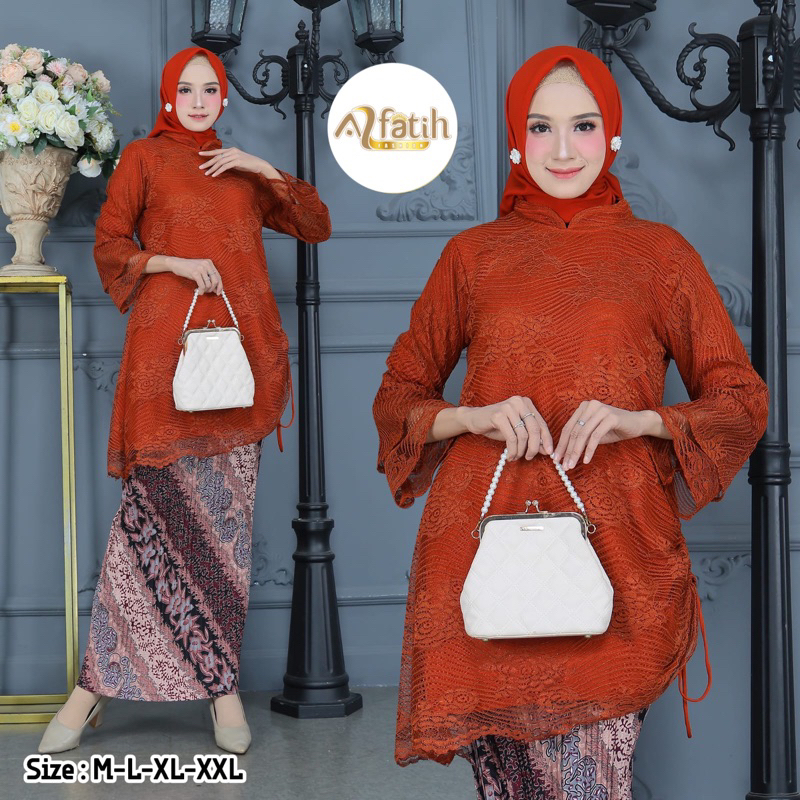 TUNIK SERUT RENDA BRUKAT BALON MODEL BAJU BODO LAKBU LENGAN LONCENG SERUT SAMPING MODEL SHANGHAI BUG