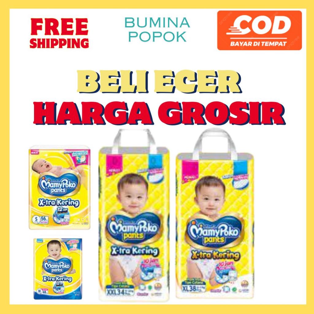 MamyPoko Pants S56/M48/L42/XL38/XXL34 Type Celana Pempers Popok Bayi Baby Diapers Newborn