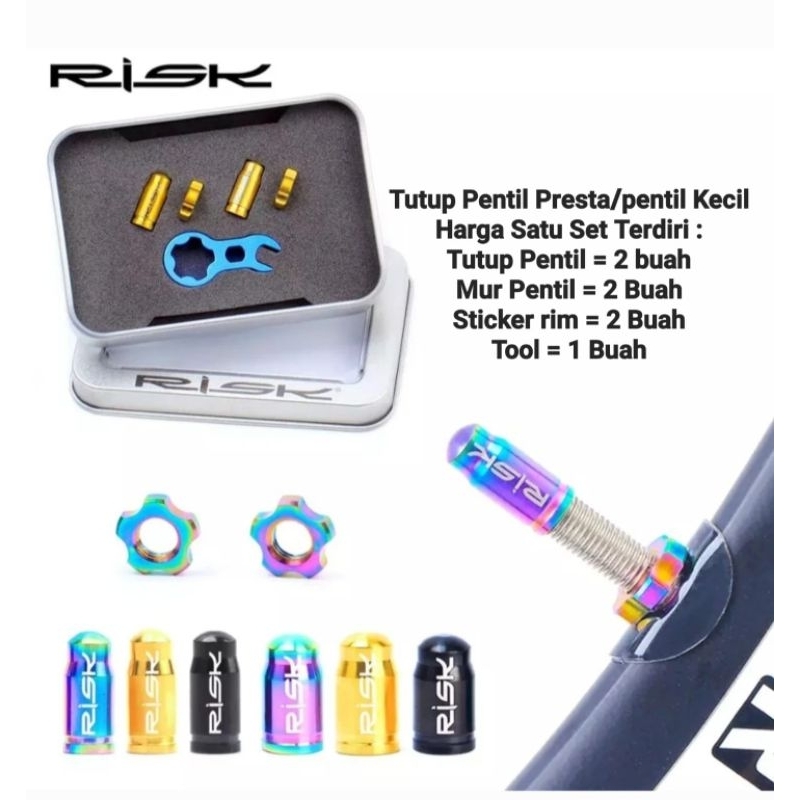 Risk Titanium Tutup Pentil Presta Pentil Kecil Mur Pentil Kecil Sepeda Roadbike Fixie